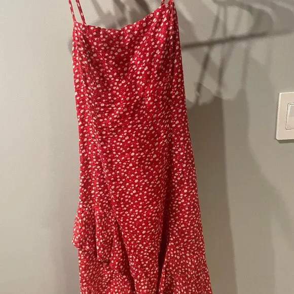 open lace back dress Fig Ruffle Mini Dress Red Curve main image 1